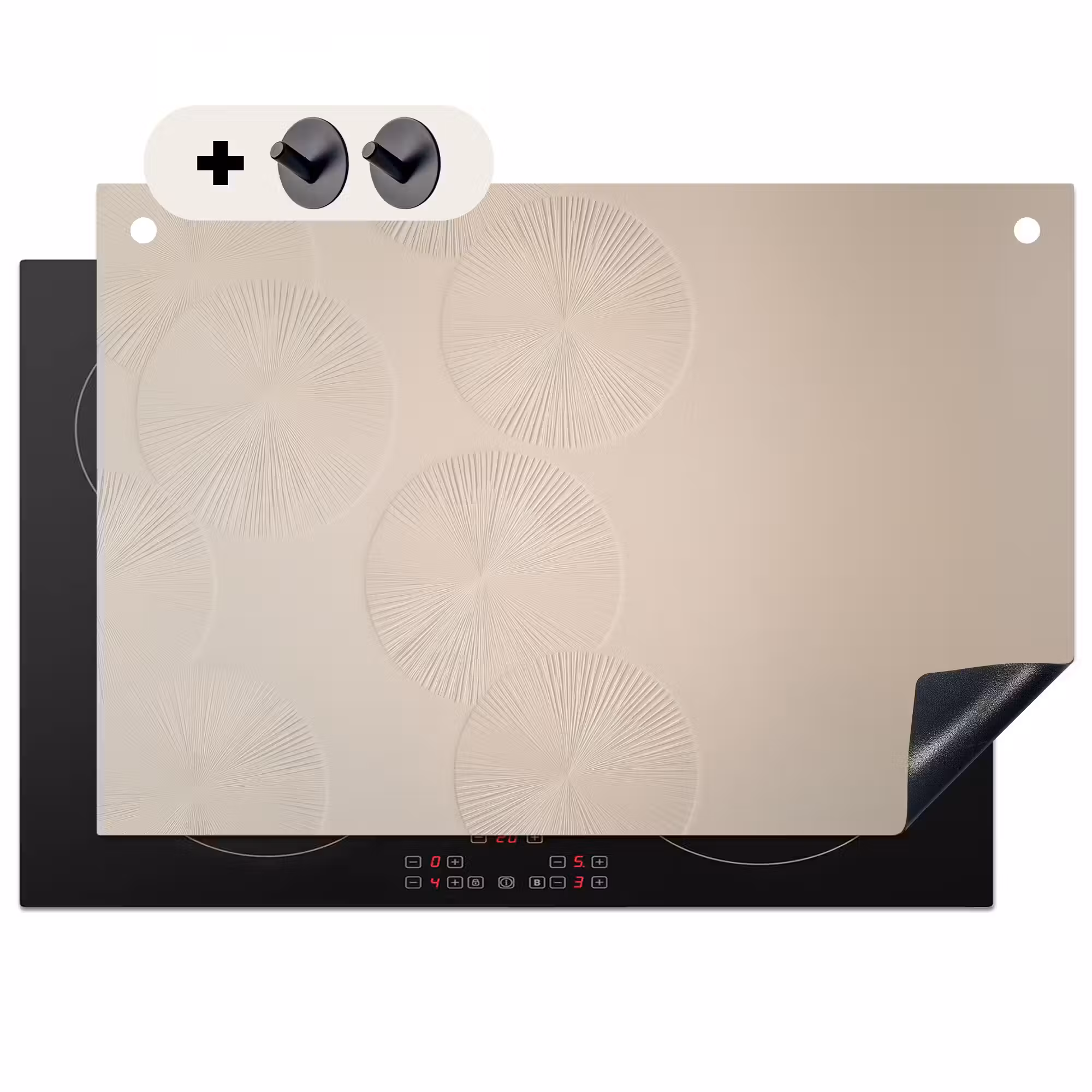Induction Hob Cover & Splashback (2-in-1) - Japandi - Beige - Modern