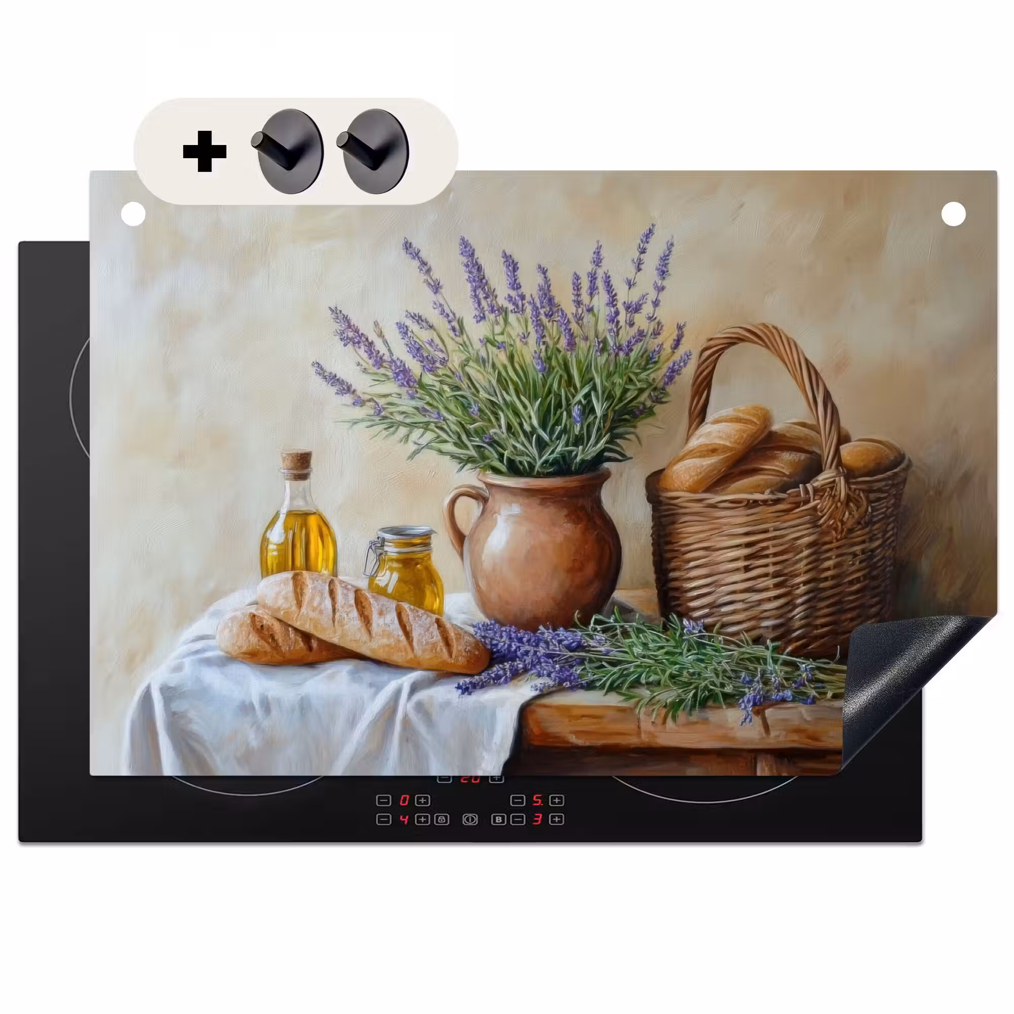 Induction Hob Cover & Splashback (2-in-1) - Lavender - Bread - Still Life