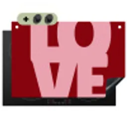 Love - Rood - Blokletters Inductie beschemer met haakjes klein -3d