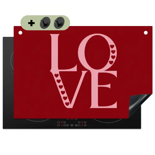 Love - Rood - Hatjes Inductie beschemer met haakjes klein -3d