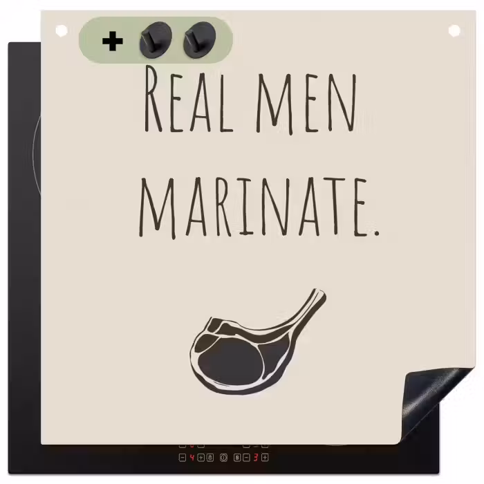 Vlees - Minimalistisch - Beige - Quote Inductie beschemer met haakjes middel -3d