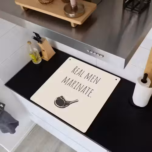 Vlees - Minimalistisch - Beige - Quote Inductie beschemer met haakjes middel -sfeer1