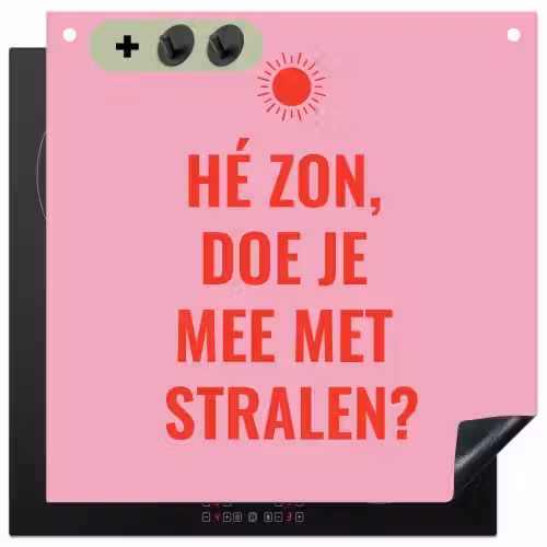 Roze - Zon - Quote Inductie beschemer met haakjes middel -3d
