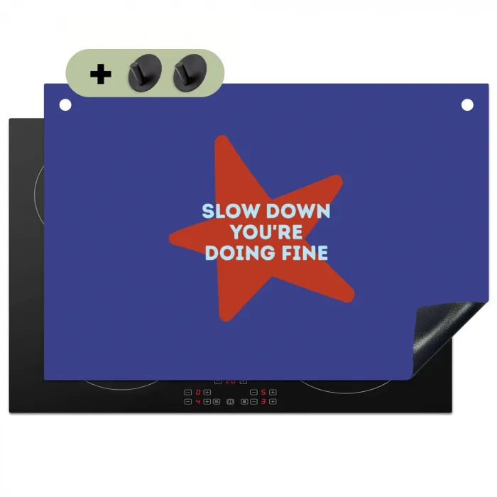 Slow down you're doing fine - Ster - Blauw Inductie beschemer met haakjes klein -3d