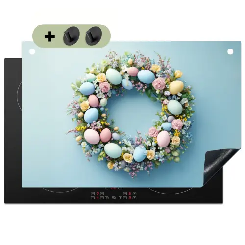 Krans - Eieren - Bloemen Inductie beschemer met haakjes klein -3d