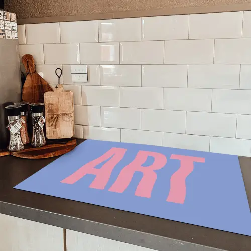 Art - Roze - Blauw Inductie beschermer vinyl 3mm klein -sfeer3