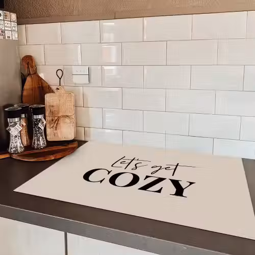 Beige - Winter - Quote - Cozy Inductie beschermer vinyl 3mm klein -sfeer3