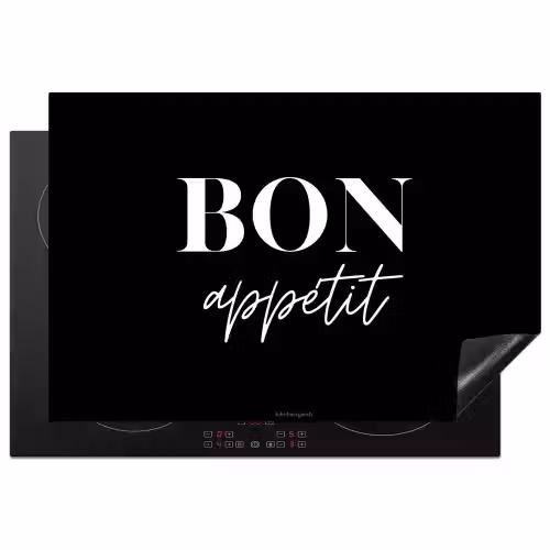 Zwart - Quote - Bon appétit Inductie beschermer vinyl 3mm klein -3d
