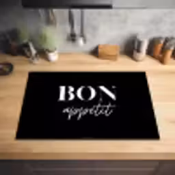 Zwart - Quote - Bon appétit Inductie beschermer vinyl 3mm klein -sfeer5