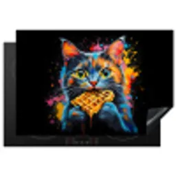 Kat - Graffiti - Kleurrijk - Wafel - Eten Inductie beschermer vinyl 3mm klein -3d