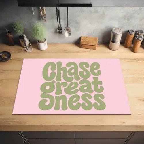 Chase greatness - Groen - Roze - Retro Inductie beschermer vinyl 3mm klein -sfeer5