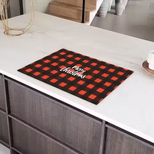 Geruit - Rood - Tekst - Christmas Inductie beschermer vinyl 3mm klein -sfeer8