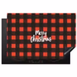 Geruit - Rood - Tekst - Christmas Inductie beschermer vinyl 3mm klein -3d