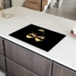 Kersen - Zwart - Goud - Chrome Inductie beschermer vinyl 3mm klein -sfeer8
