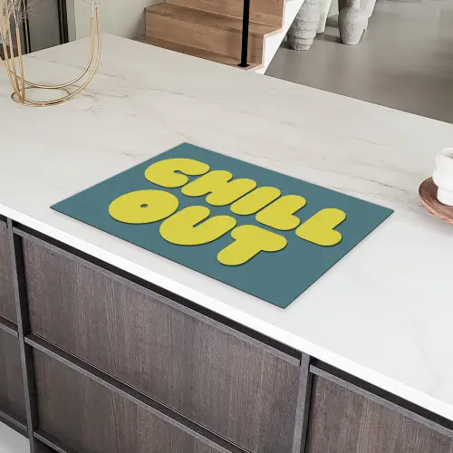 Chill out - Geel - Blauw Inductie beschermer vinyl 3mm klein -sfeer8