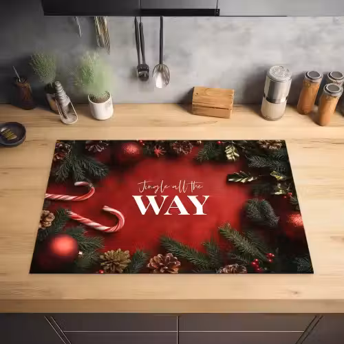 Kerst - Quote - Rood - Kerstballen Inductie beschermer vinyl 3mm klein -sfeer5