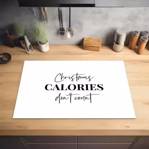Kerst quote - Winter - Christmas calories - Wit Inductie beschermer vinyl 3mm klein -sfeer5