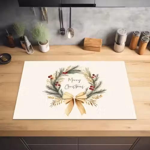 Kerstkrans - Kerst - Goud - Beige Inductie beschermer vinyl 3mm klein -sfeer5