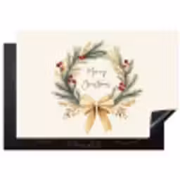 Kerstkrans - Kerst - Goud - Beige Inductie beschermer vinyl 3mm klein -3d
