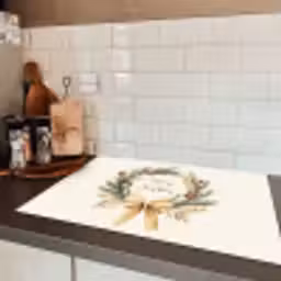 Kerstkrans - Kerst - Goud - Beige Inductie beschermer vinyl 3mm klein -sfeer3
