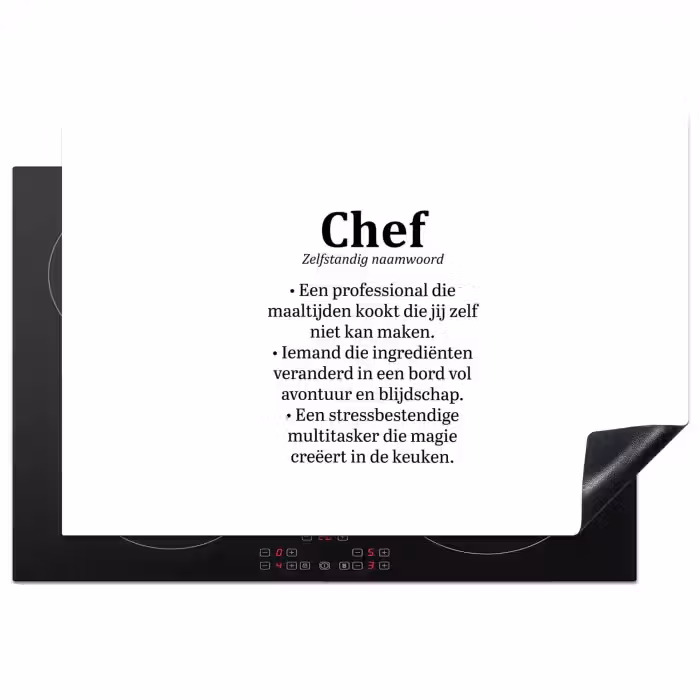 Kok - Definitie - Chef - Koken - Keuken - Spreuken - Woordenboek Inductie beschermer vinyl 3mm klein -3d