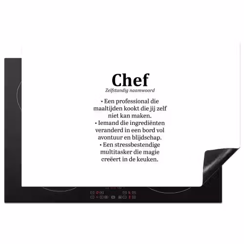 Kok - Definitie - Chef - Koken - Keuken - Spreuken - Woordenboek Inductie beschermer vinyl 3mm klein -3d