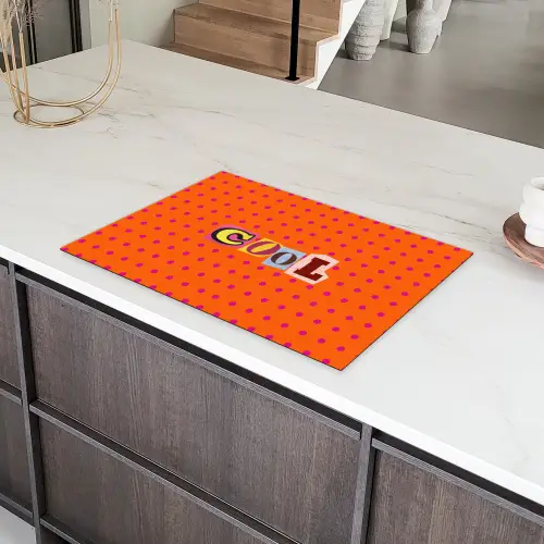 Cool - Stippen - Oranje Inductie beschermer vinyl 3mm klein -sfeer8