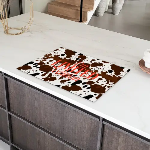 Koeienprint - Limited edition - Rood Inductie beschermer vinyl 3mm klein -sfeer8