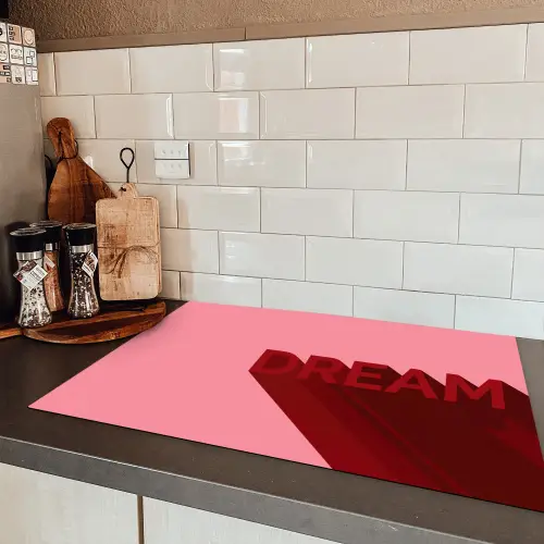 Dream - 3D - Rood - Roze Inductie beschermer vinyl 3mm klein -sfeer3