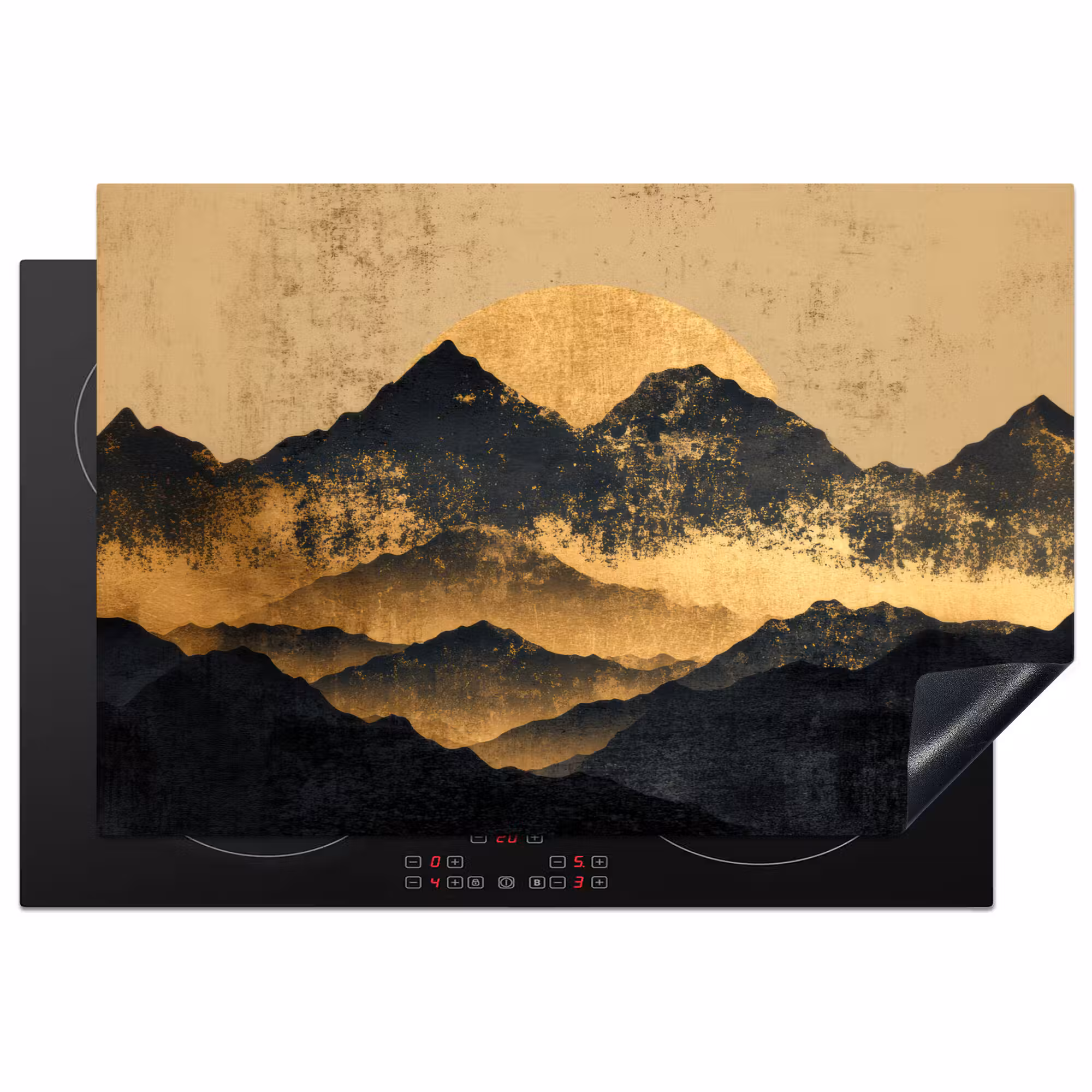 Induction Hob Cover - Golden Mountains by Moonlight