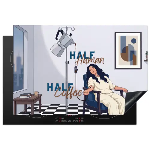 Half human, Half Coffee - Infuus - Koffie Inductie beschermer vinyl 3mm klein -3d