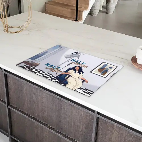 Half human, Half Coffee - Infuus - Koffie Inductie beschermer vinyl 3mm klein -sfeer8