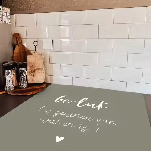 Geluk is genieten van wat er is - Quotes - Geluk definitie - Tekst - Woordenboek Inductie beschermer vinyl 3mm middel -sfeer3