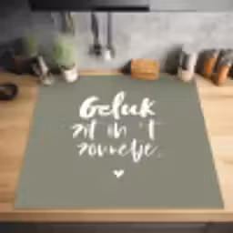 Geluk zit in 't zonnetje - Tekst - Geluk - Quotes - Zon Inductie beschermer vinyl 3mm middel -sfeer5