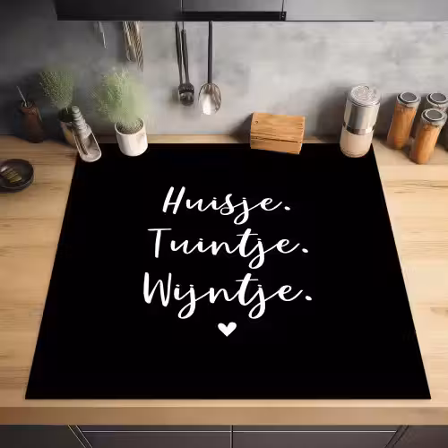 Huisje, tuintje, wijntje - Quotes - Tekst - Wijn - Thuis Inductie beschermer vinyl 3mm middel -sfeer5