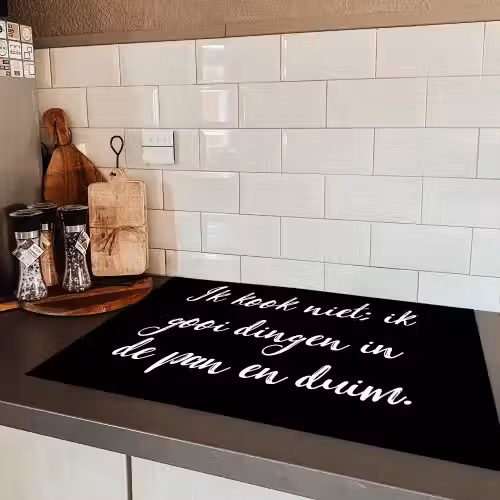 Ik kook niet - Spreuken - Koken - Humor - Quotes Inductie beschermer vinyl 3mm klein -sfeer3