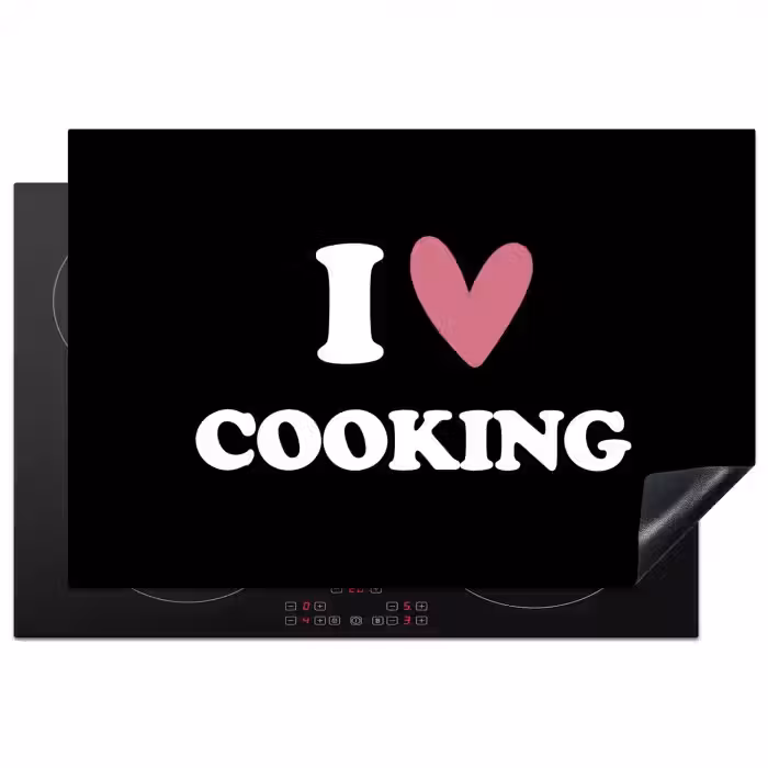 I love cooking - Koken - Hartje - Kookliefhebber - Kok - Spreuken Inductie beschermer vinyl 3mm klein -3d