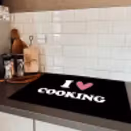 I love cooking - Koken - Hartje - Kookliefhebber - Kok - Spreuken Inductie beschermer vinyl 3mm klein -sfeer3
