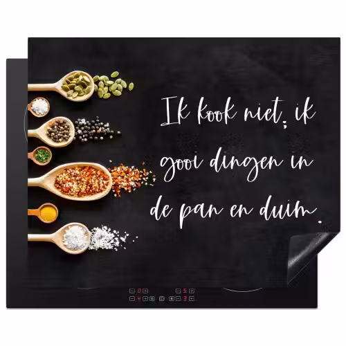 Ik gooi dingen in de pan en duim - Keuken - Quotes - Spreuken - Humor Inductie beschermer vinyl 3mm groot -3d