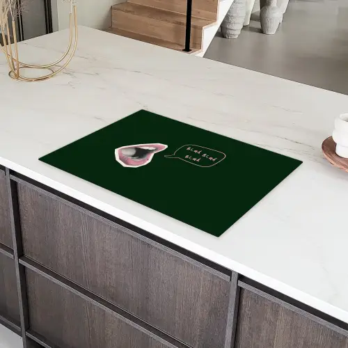Illustratie - Mond - Donkergroen - Tekstwolkje Inductie beschermer vinyl 3mm klein -sfeer8