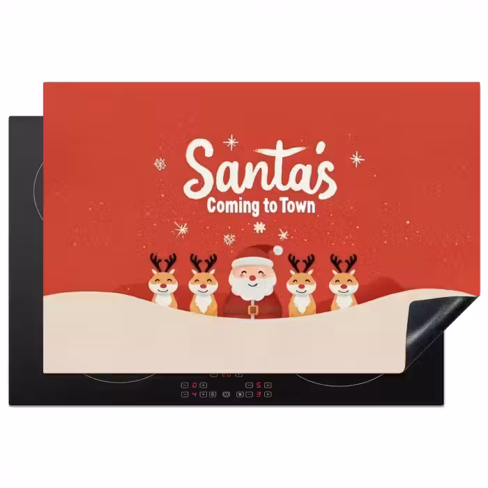 Illustratie - Kerstman - Rendieren - Rood Inductie beschermer vinyl 3mm klein -3d