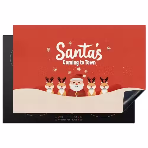 Illustratie - Kerstman - Rendieren - Rood Inductie beschermer vinyl 3mm klein -3d