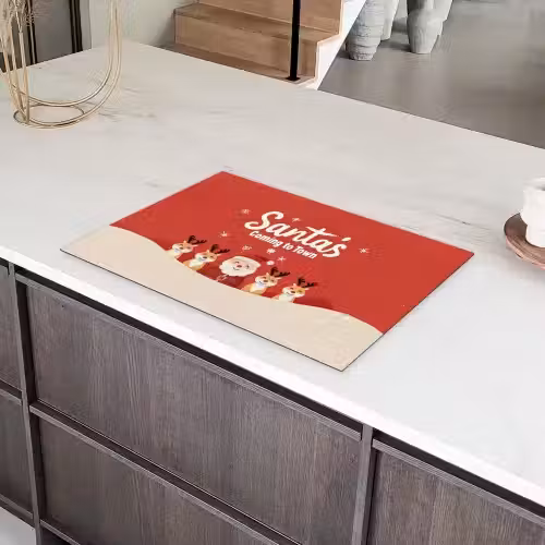 Illustratie - Kerstman - Rendieren - Rood Inductie beschermer vinyl 3mm klein -sfeer8