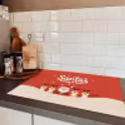 Illustratie - Kerstman - Rendieren - Rood Inductie beschermer vinyl 3mm klein -sfeer3