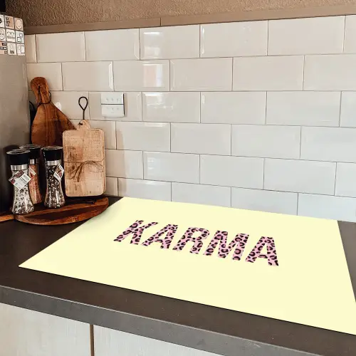 Karma - Luipaardprint - Geel Inductie beschermer vinyl 3mm klein -sfeer3