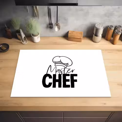 Keuken - Koken - Bakken - Chef - Master Chef - Kok - Tekst Inductie beschermer vinyl 3mm klein -sfeer5