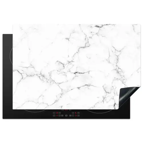 Marmer - Wit - Grijs - Luxe - Marmerlook - Structuur Inductie beschermer vinyl 3mm klein -3d