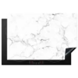 Marmer - Wit - Grijs - Luxe - Marmerlook - Structuur Inductie beschermer vinyl 3mm klein -3d