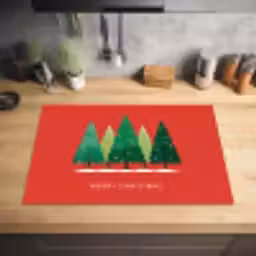 Minimalistisch - Kerstbomen - Rood - Sneeuw Inductie beschermer vinyl 3mm klein -sfeer5