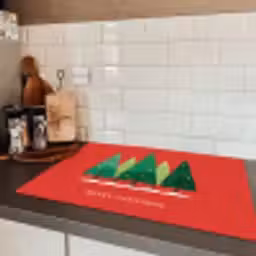 Minimalistisch - Kerstbomen - Rood - Sneeuw Inductie beschermer vinyl 3mm klein -sfeer3